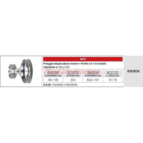 Puleggia doppio albero motore MTD trattorino rasaerba tagliaerba 690 699 R303839