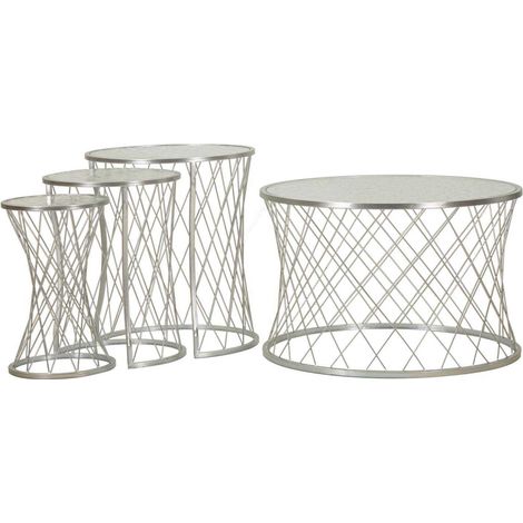 TABLE NOAH SILVER SET 4 PCS CM Ø 70X45-47X54,5-36x50-28x45 (1/4)