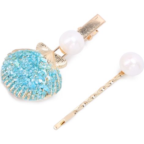 Haarspange mit blauer Perlmuttmuschel – Elegantes Haaraccessoire für Damen – Geschenk (1/5)