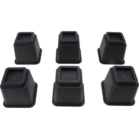 Lot de 6 rehausseurs de lit de 12,7 cm de haut, forme trapézoïdale carrée, ergonomiques, en plastique noir, pour meubles de maison ou de bureau. (1/5)