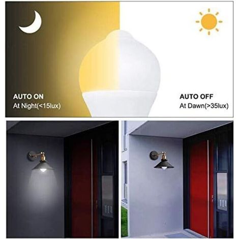 E27 12W LED-Lampe mit PIR-Sensor, 700 lm, 2700 K, 2er-Pack, für Treppenhaus, Flur oder Garage