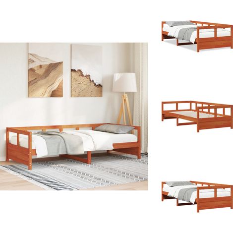 Lit de jour sans matelas cire marron 80x200 cm bois pin massif - Lit De Jour - Lits De Jour - Canapé-lit - Lit D'invité (1/5)