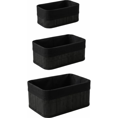Set mit 3 Bambuskörben mit Stoffeinlage, 30 x 20 x 13 cm (1/5)