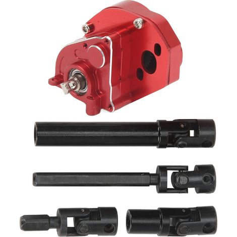 Ensemble boîte de vitesses et arbre de transmission en alliage d'aluminium, accessoires de qualité supérieure pour voitures RC Axial SCX24 1/24 (rouge). (1/5)