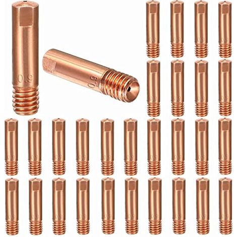 Lot de 30 Embouts de Contact de soudage Mig 0,035"/0,9 mm M6 x 25 mm Embouts de Soudeur en cuivre pour Torche de soudage MB-15AK MIG/MAG, Accessoire de consommables pour Pistolet de soudage
