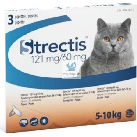 CEVA Pipetas Antiparasitarias STRECTIS GATO 5-10 kg, Fipronilo 121 mg/ (S) metopreno 60 mg, Caja 3 pipetas