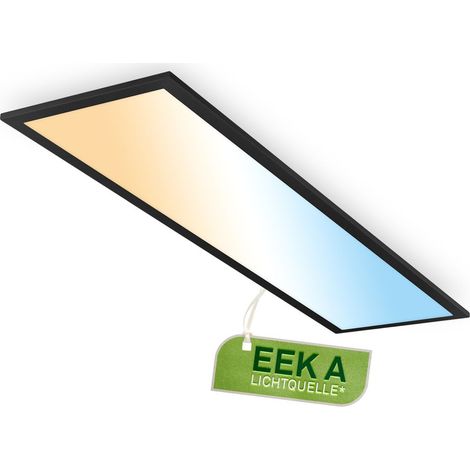 Briloner LED Panel mit EEK A Lichtquelle 100x25x6 cm 12,6W 2860lm 3000K-6500K CCT Dimmbar Fernbedienung Backlight Schwarz - Deckenlampe Wohnzimmer Küche Büro