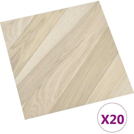 vidaXL Tablones de suelo autoadhesivos Raya beige 30,5 x 30,5 cm (1/2)
