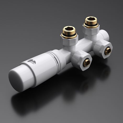 doporro Design Anschlussventil für Heizkörper mit Thermostat Weiß Mittelanschluss 187 mm (1/5)