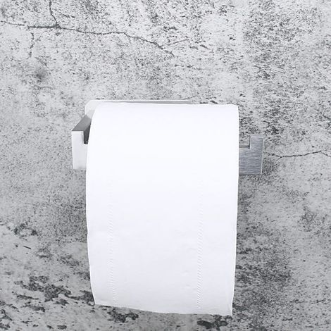 Portarotolo di carta igienica in acciaio inox con ripiano, portarotolo di ricambio universale, facile (1/3)