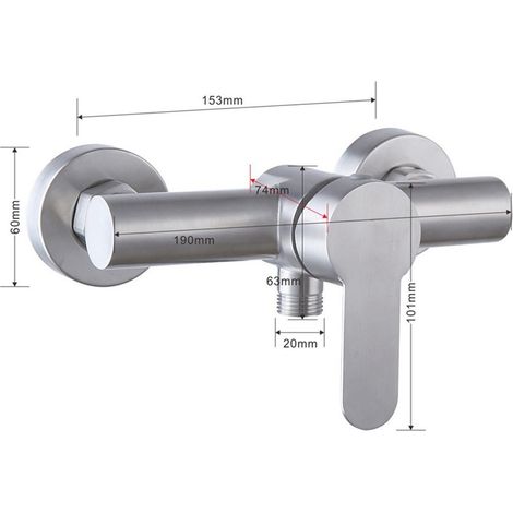Robinet de douche mural en acier inoxydable - Mitigeur de douche - Contr么le manuel - Robinet de salle de bain pour eau froide et chaude