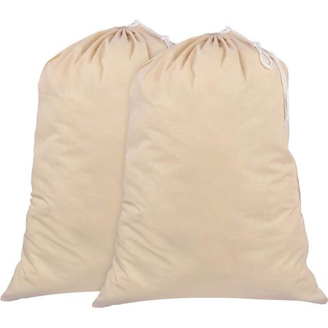 Sac à linge Sweet Needle Premium en toile avec bandoulière, 75 x 56 cm, 40 litres, 100 % coton, très résistant, fermeture à cordon, lavable en machine. (1/5)