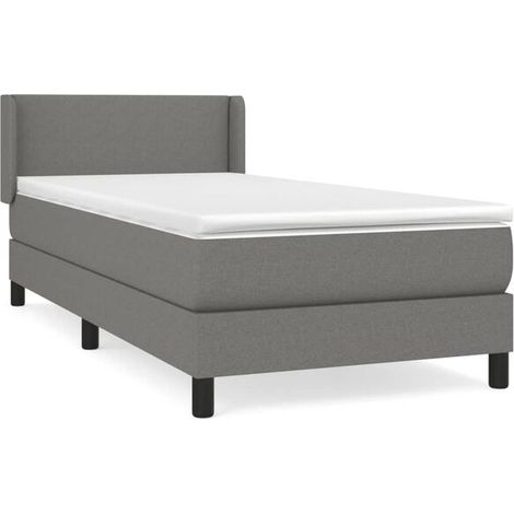 Cadre de lit en tissu, matelas inclus, gris foncé, 80 x 200 cm (1/5)