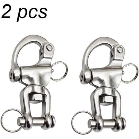 2PCS Mousqueton Pivotant à Emerillon, Mousqueton pivotant INOX Accessoires Maillons Rapides Crochet à Ressort Rapide à Largage en Acier Inoxydable 316 pour Drisse de Voilier Bateaux