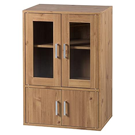 Iris Ohyama, Armadio, Libreria portaoggetti, Comò, Credenza con 4 ripiani e 4 ante/ Design e moderno, Solido, Multiuso, Ufficio, Cucina, Camera da letto, Soggiorno - Armadio GKN-9060 - Marrone chiaro (1/4)