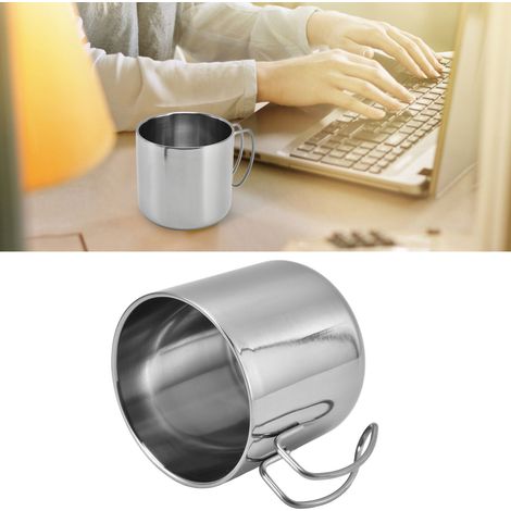 Mug en acier inoxydable 304, coloris or/bronze, mug à café à double paroi en acier inoxydable avec anse en fil de fer, couleur d'origine, 400 ml (1/5)