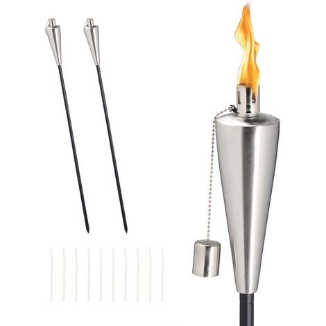 Torce da giardino in acciaio inossidabile, set da 3, 85-115 cm