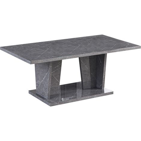 Table basse rectangulaire bois gris effet marbre vernis Botela 120cm (1/3)