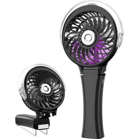 Taschenventilator, Nebelventilator, Mini-USB-Ventilator, tragbarer, wiederaufladbarer Akku-Ventilator mit farbigem Nachtlicht für Büro/Reisen/Outdoor (1/5)