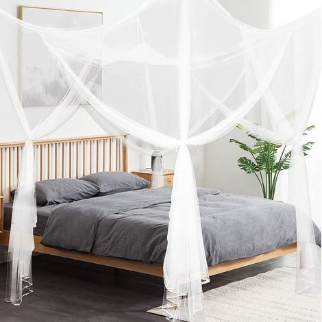 Moustiquaire d'été quatre portes, grande taille pour chambre, blanche - 190210240cm, crochet4 + ancre4 + corde en coton renforcé 8 m (1/5)