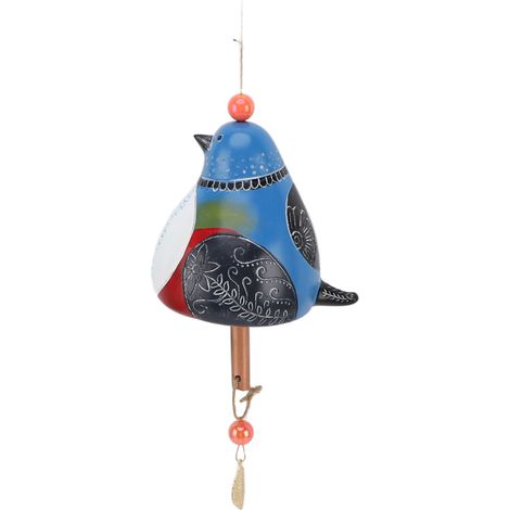 Carillon éolien en résine en forme d'oiseau, bois, résine, peint à la main, mélodie agréable, à suspendre, pour jardin, terrasse, décoration, bleu (1/5)