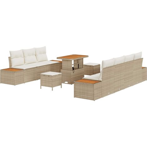 Garden Sofa Set 10 pcs 9-Seater Beige and Cream vidaXL (1/5)