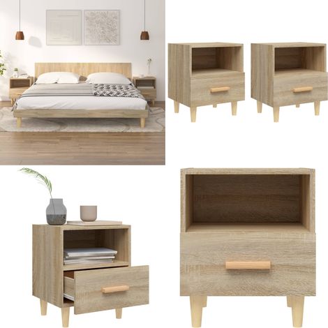 Nachttische 2 Stk. Sonoma-Eiche 40x35x47 cm - Nachttische - Holz Nachttisch (1/5)