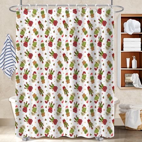 Rideau de bain 180x180 avec motif séparation douche pour idée cadeau pour pendaison de crémaillère (1/5)