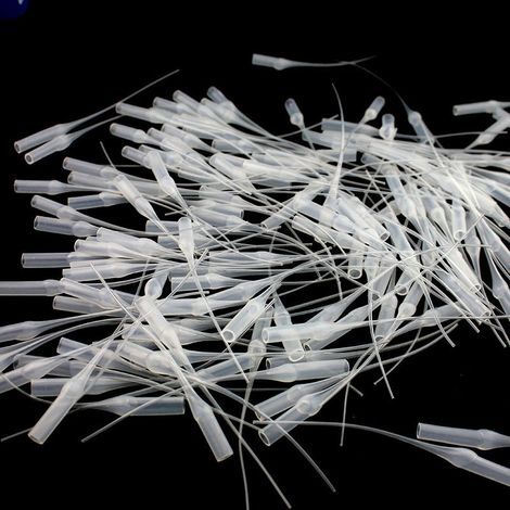100 Pièces 0.1mm Plastique Micro-pointes Colle, Embout de Bouteilles de Colle, Micro-Pointes de colle Plastique Longue Bouche, pour Loisirs Créatifs Modélisme Loisirs Créatifs (1/5)