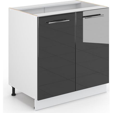 Midischrank Fame-Line, Anthrazit Hochglanz, 80 x 81.6 cm mit Regal, ohne Arbeitsplatte, Vicco