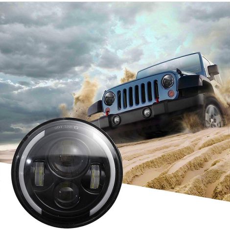 Phare avant rond à LED de 7 pouces (1 pièce) en remplacement pour les motos Jeep Wrangler JK LJ TJ CJ.