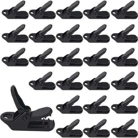 25 clips de plástico para carpas, para toldos y acampadas al aire libre, color negro.