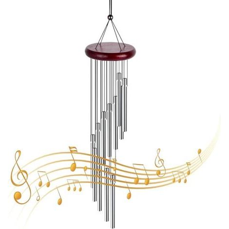 Carillons Éoliens Carillons de Vent Extérieurs Tube en Aluminium en Bois Massif Carillon Éoliens Nature Mélodieux Carillon à Vent Musical pour Jardin Patio Porche Balcon Décor Maison Intérieur Cadeau