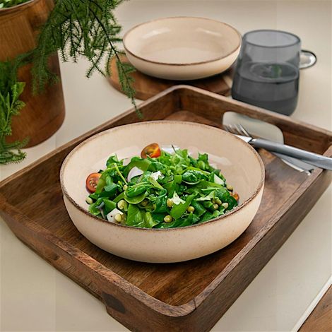 Assiette creuse poke bowl beige antique (lot de 2) ELDA
