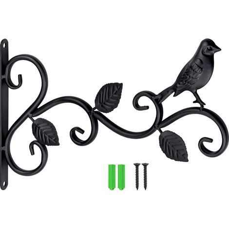Metallhalterungen für Hängekörbe, Haken, Pflanzenhängerhalter mit Schrauben zum Aufhängen von Pflanzen, Vogelhäuschen, Laternen, als Dekoration für Garten und Balkon (Vogel) (1/5)