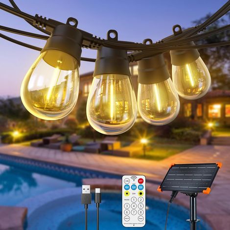 Guirlande Guinguette Extérieur et Intérieur, 16M 15+1 Économie d'énergie Led Ampoules Etanche IP65 Guirlande Lumineuse Exterieur Décoration pour Eté Jardin Terrasse Fête Patio Café- Tandem