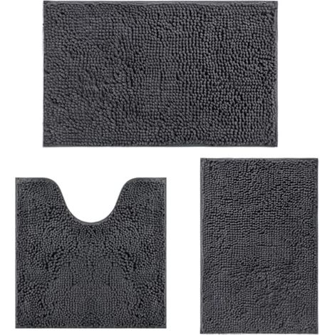 Tapis De Bain Chenille Ultra Doux Antidérapant, Set de Tapis de Bain Absorbant 3 Pièces (1/4)