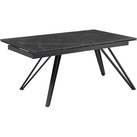 Table extensible 160 à 240 cm céramique noir marbré pieds en V - INDIANA 10