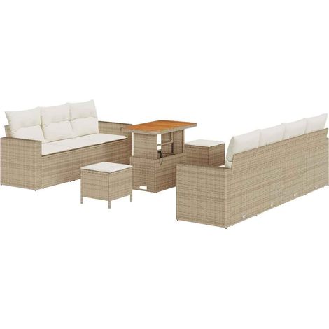 Maison Exclusive - Set Divano da Giardino con cuscino 10 pcs beige e panna