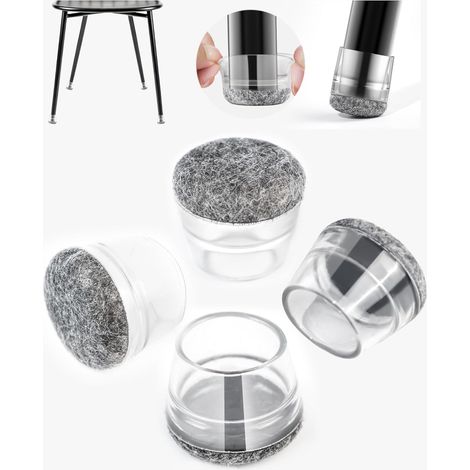 24 Pièces - Patins pour Chaises - Protection Pied de Chaise - Réduction de Bruit et Anti-Rayures pour Sols en Bois et Carrelage - Gris - 15-20mm