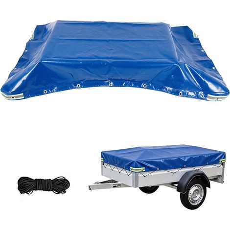 Bâche de remorque sur mesure 207,5 x 114 x 10 cm – Bâche de camion en PVC extra solide 500 g/m² – Imperméable et indéchirable – Bleu – Avec 4 bandes réfléchissantes, œillets en aluminium et corde (1/5)