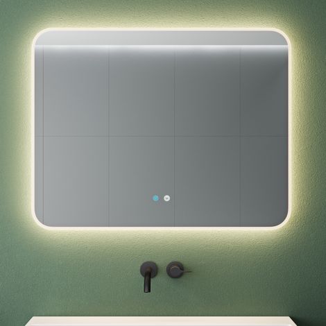 Mai & Mai Badspiegel mit LED Beleuchtung Wandspiegel 90x70cm Bad-Spiegel mit Touchschalter, Beschlagfrei durch Antifog-Schicht 4500K Nova-02 (1/5)
