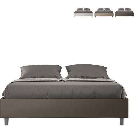 Letto matrimoniale con rete imbottito 160x190 similpelle cappuccino Azelia (1/5)