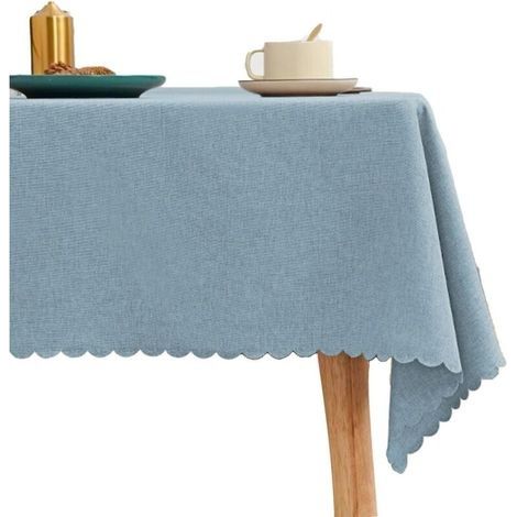 Nappe de grande taille pour tables rectangulaires, nappe imperméable et antitaches, en tissu infroissable, idéale pour les repas en famille et les activités en terrasse (100 cm x 160 cm, bleu clair) (1/4)