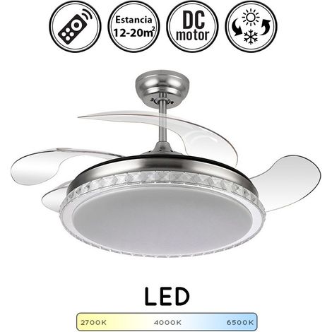Ventilador de techo LED "Biliku" regulable con control remoto (72W 3CCT 6120lm) IP20 color níquel (1/4)