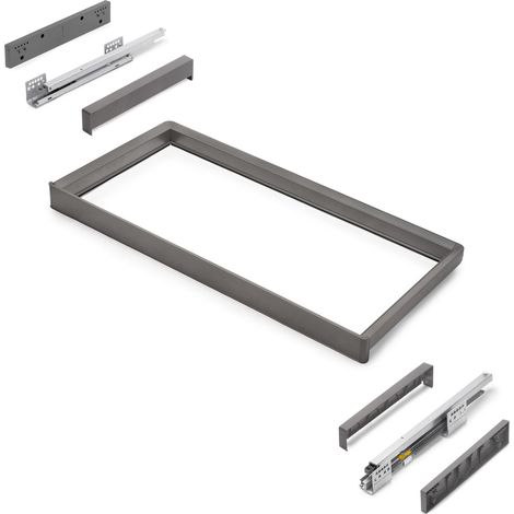 Emuca Bastidor con guías de cierre suave y extracción total para accesorios de armario Quartz, 837-863mm, Aluminio y Plástico, Titanio - (1/5)