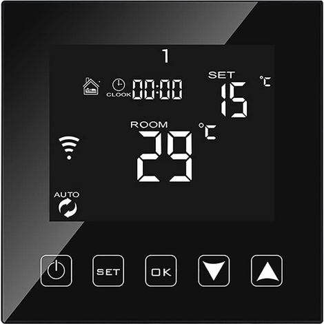 Intelligent Thermostat WiFi Connecté pour Chaudiere gaz/Eau 3A Filaire Alexa/Google Home/Tuya Smart Life APP Compatible, Thermostats d'ambiance Programmable Chaudière Murale Noir