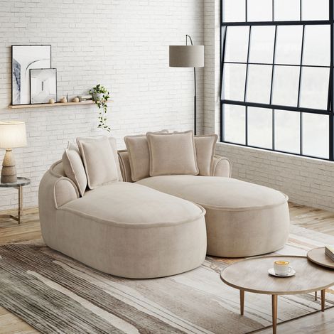 Canapé double Chenille Cloud confortable, design sans cadre, chaise longue double extra grande, avec coussin, aucune construction nécessaire, für Wohnzimmer