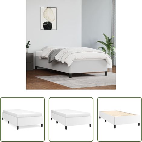 Kunstleder Bett - Bettgestell Weiß 90x200 cm Kunstleder (1/5)