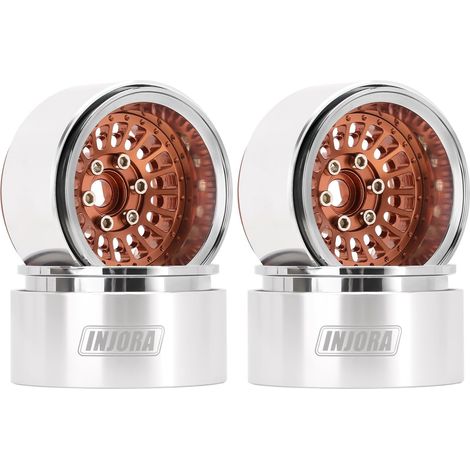 1.9 Beadlock Jante Roue Décalée Roue Aluminium 10mm pour SCX10 Pro TRX4 VS4-10 Gen8 1/10 RC Crawler Car,Bronze (1/5)